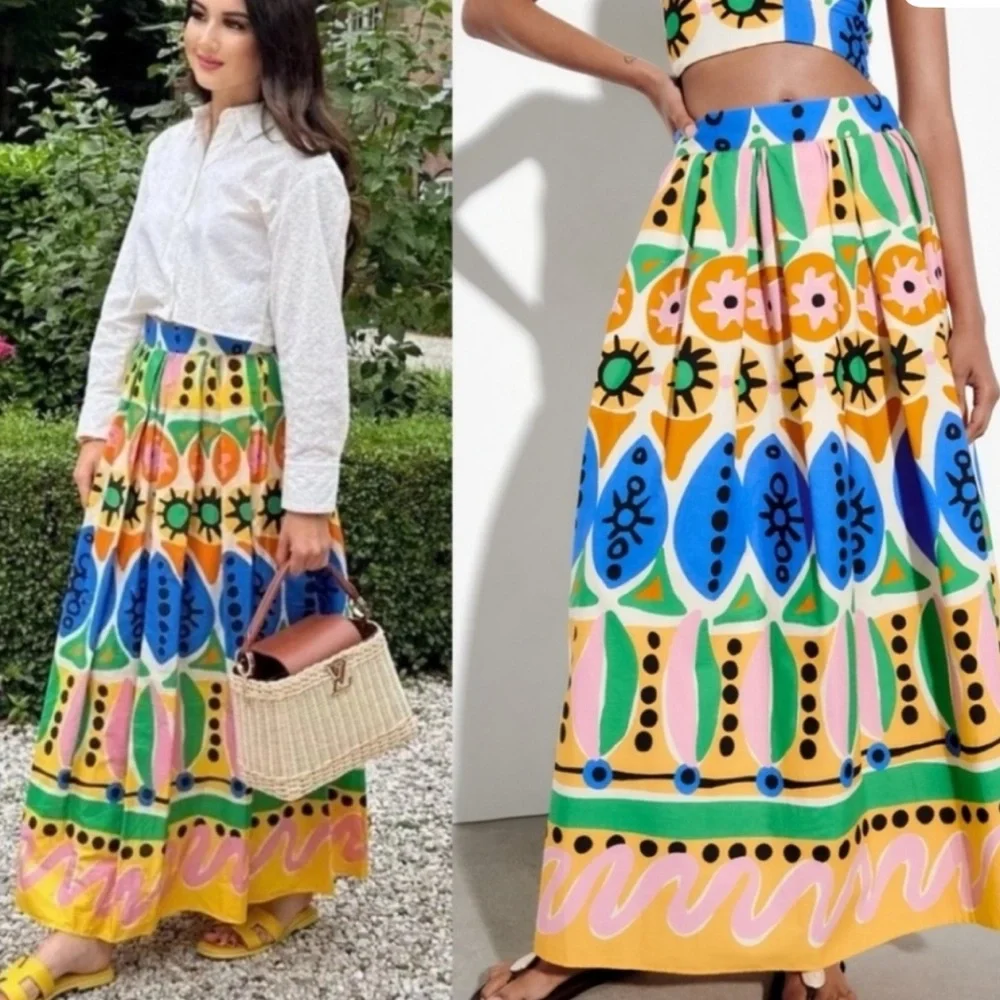 Joie Multicolor Geometric Print halter & Maxi Skirt set - Picture 2 of 9